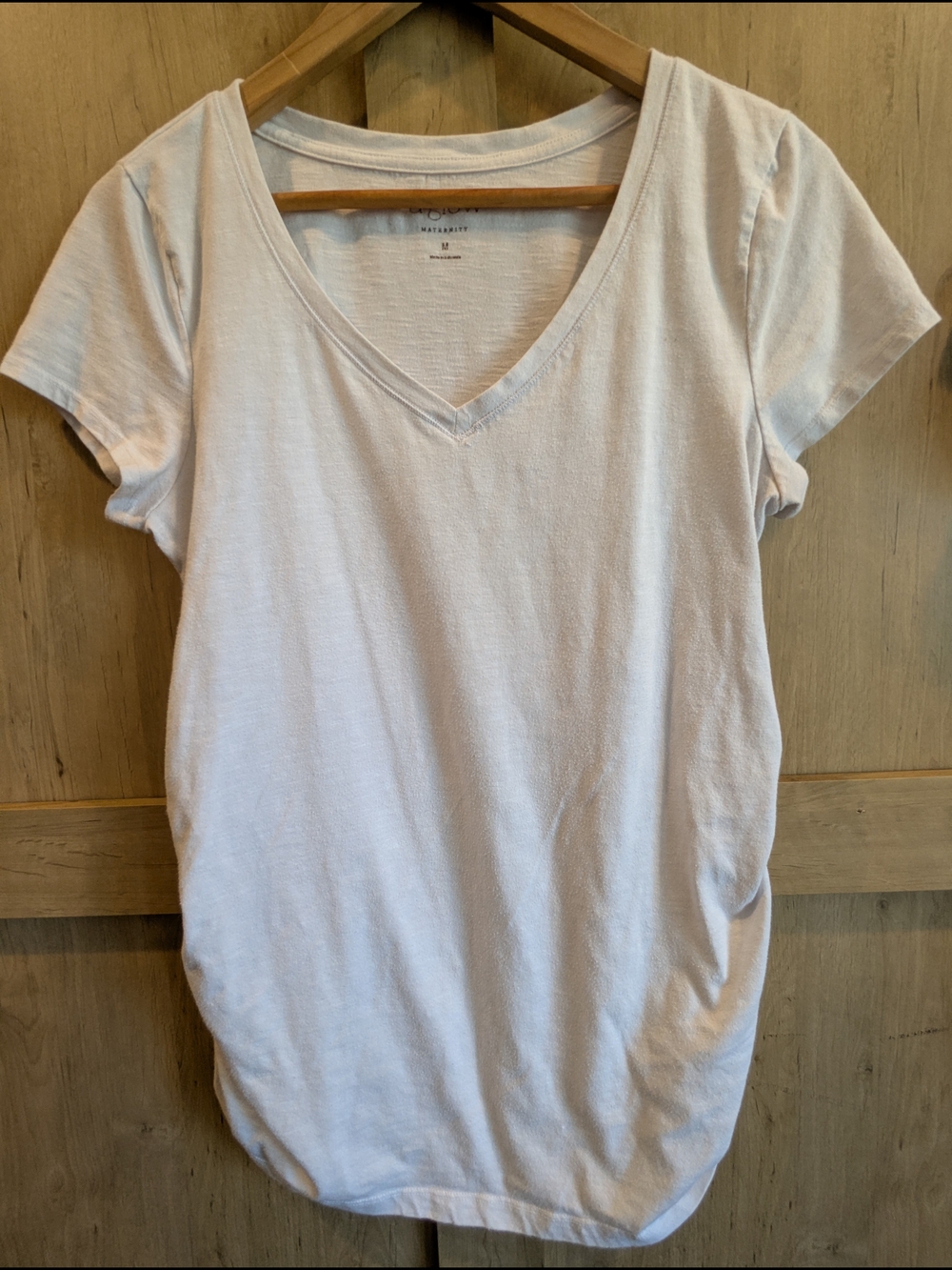 a:glow Women's Maternity Light Blue V-Neck Short Sleeve Tee